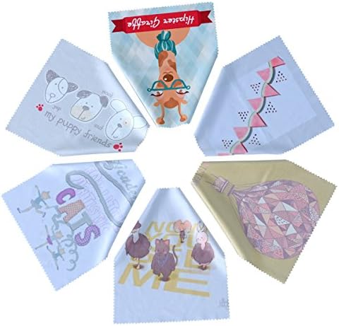 Microfiber Cleaning Cloths by Toyo World-6 Pieces, Different Printed Patterns-Ideal for Cleaning Glasses, Sunglasses, Camera Lenses, iPad, Phones,and Other Delicate Surfaces