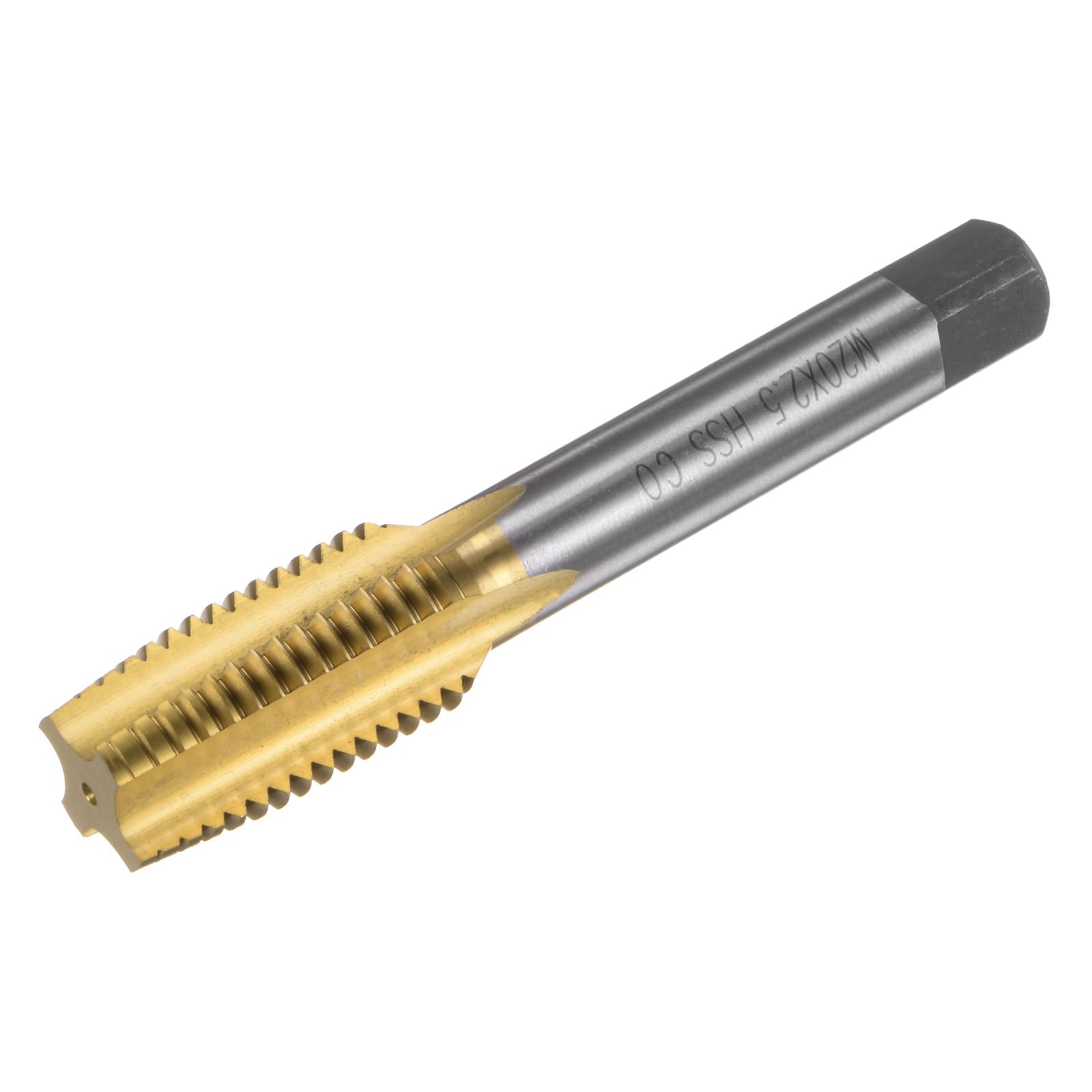 uxcell Metric Thread Tap M20 x 2.5 H2 Titanium Coated HSS-CO (M35 High Speed Steel) Straight Flutes Machine Screw Tap Threading Tapping Repair Tool