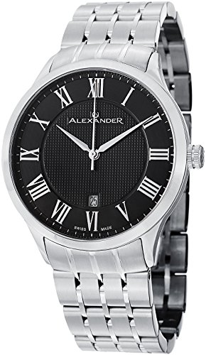 Alexander statesman triumph men s black dial stainless …
