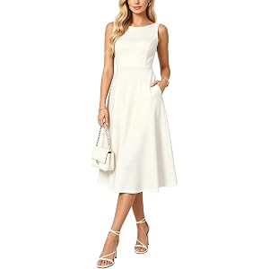 Belle Poque Womens Vintage Boat Neck Sleeveless Cocktail Dress | Midi Tea Party Dresses A Line Wedding Guest Cocktail Party D