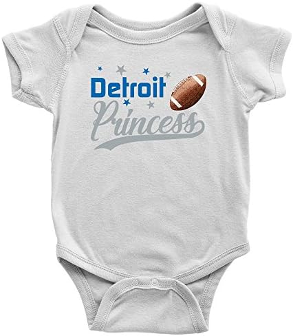 Detroit Princess Football and Stars Baby Girl Bodysuit Romper Jumpsuit Creeper One Piece Outfit