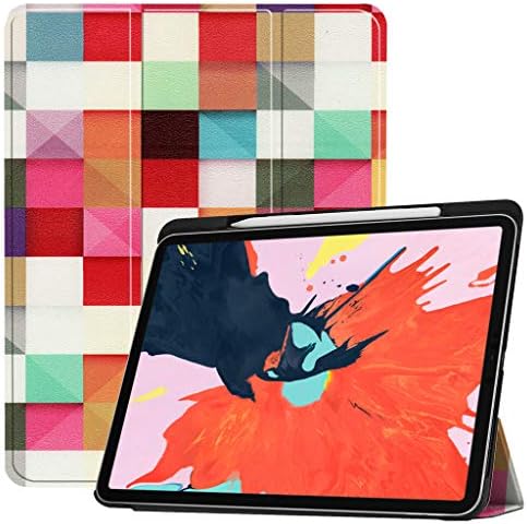 Etmury PU Leather Flip Case for iPad Pro 12.9 Inch 2018 Slim Trifold Stand Cover with Auto Wake/Sleep and Rugged Translucent Back Cover Support 2nd Gen iPad Pencil Charging for iPad Pro 12.9" 2018,03