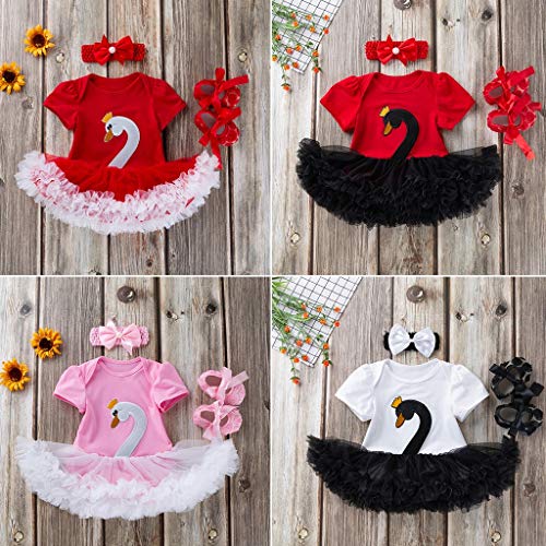 Baby Dance Dress Set,SMALLE◕‿◕ 3Pcs Baby Girls Cartoon Swan Princess Dress+Headbands+Shoes Ballet Costume Set White - Thumbnail 7