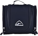 Hopsooken Portable Hanging Toiletry Bag Travel Organizer Cosmetic Bag for Women Makeup Men Shaving Kit (Black)