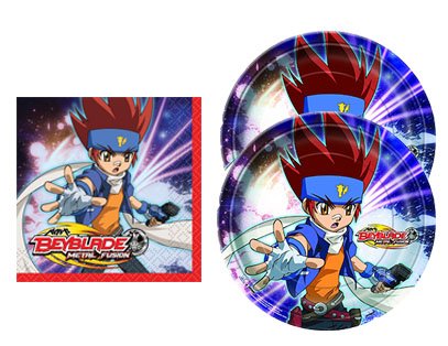 Beyblade Dessert Party Place Setting for 16 Plates & Napkins