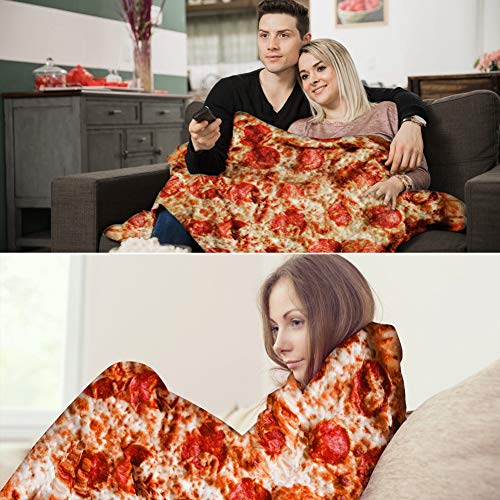 Freesooth Pizza Throw Blanket Novelty Pizza Blanket Funny Food Blanket Comfortable Soft and Cozy Tortilla Throw Blanket for Bed,Couch or Travel