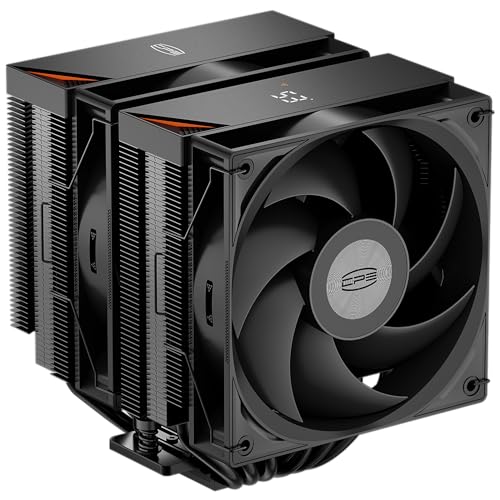 RT620Pro Digital BK CPU Cooler with Digital Display, TDP265W 6*Heat Pipes, 2 * 120mm FDB Fans, CPU Air Cooler for AMD AM4/AM5, Intel LGA 115X/1200/1700/1851