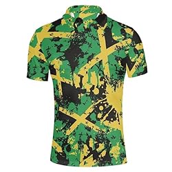 HUGS IDEA Jamaican Flag Print Short Sleeve Casual