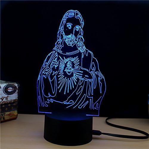 3d Lamp Illusion Led Desk Lamps,3d Jesus Lamp 7 Color Change,Adjustable Touch Button 3d Table Desk Night Light