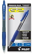 Pilot G2 Retractable Premium Gel Ink Roller Ball Pens, Fine Point, Blue Ink, Dozen Box (31021)