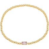 Dainty Birthstone Bracelet for Women Imitation Crystal Bead Elastic Bracelets Trendy Friendship Birthday Jewelry Christmas Stuff for Women