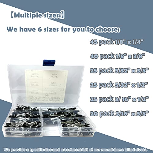 TuHeeHuT 6 Sizes of Aluminum Blind Rivets, Popular Rivet Classification