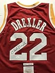 Autographed/Signed Clyde Drexler Houston Rockets Red Basketball Jersey JSA COA
