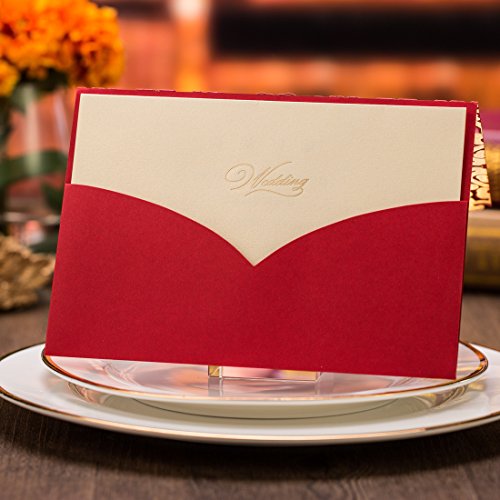 50pcs Elegant Laser Cut Wedding Invitations Cards with Envelopes and Stickers (Party invite)