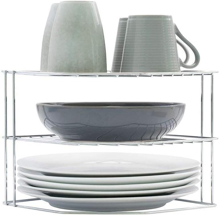 simplywire Plate Rack Kitchen Cupboard Organiser 3 Tier Chrome