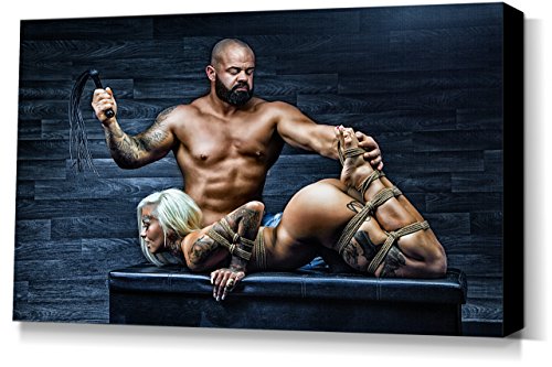Tied Girl Whipped - Fine Art of Bondage - canvas print 24x16