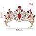 Santfe 3 '' Luxury Gold Bridal Red Teardrop Crystal Rhinestone Tiara Crown Wedding Bride Hair Accessories Quinceanera Pageant Tiaras and Crowns