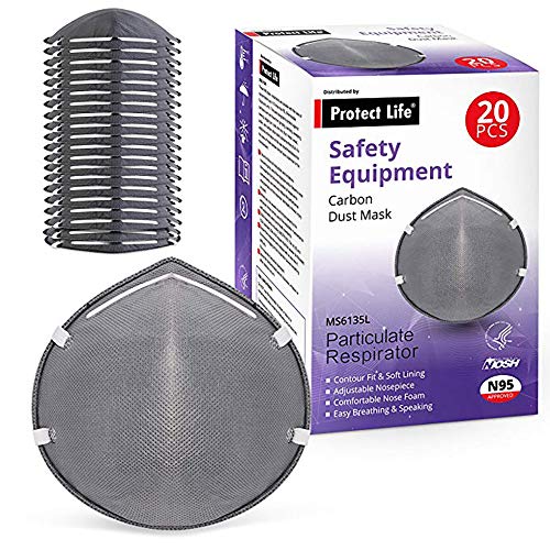 Disposable Dust Mask w/Carbon Filter (20 pack) - N95 Particulate Respirator Mask for Fume Protection, Construction, Woodworking, Home, DIY Projects - Thumbnail 5
