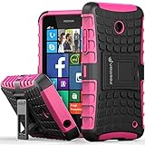 Fosmon [RUGGED] Nokia Lumia 630, Nokia Lumia 635 Case - HYBO-RAGGED Heavy Duty Hybrid Protective Cover with Kickstand - Retail Packaging (Hot Pink)