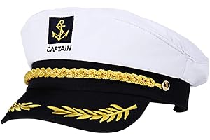 BESTOYARD Captain Yacht Hat Boating Cap, Adjustable Sailor Marine Admiral Cosplay Hat for Men Women Kids Halloween Party Costume Accessories, White