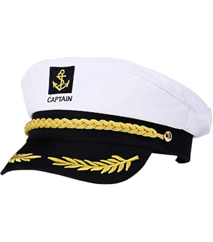 Amazon.com: Stylish White Polyester Captain's Hat - 22