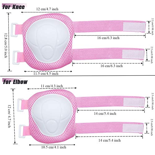 GOBEST Kids Protective Gear Set, Child Knee Pads Elbow Pads with Wrist Guards 3 in 1 for Boys and Girls Cycling Inline Roller Skating Biking Pack of 6 (Upgraded Vistion 3.0) (Pink/White) - Thumbnail 6
