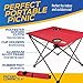 Outrav Portable Picnic and Camping Table – Collapsible Accordion Aluminum Frame, Washable Cloth Table Top with Two Cup Holders - Drawstring Carrying Case – Ultra Lightweight