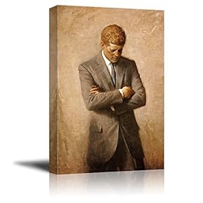Portrait of John F. Kennedy - Inspirational Famous People Series | Giclee Print Canvas Wall Art. Ready to Hang - 12"x18"