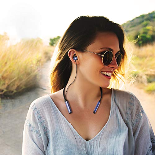 Jomifit Bluetooth 5.0 Neckband Headphones, Wireless Neckband Headset Stereo Noise Cancelling, IPX5 Waterproof Sports Earphones, Gym, Workout, Travel, Business, Magnetic Earbuds – Blue