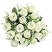 Silk Rose Bouquet White 18 heads SOLEDI Artificial Fake Flower Bunch Bridal Bouquet Wedding Living Room Table Home Garden Decoration