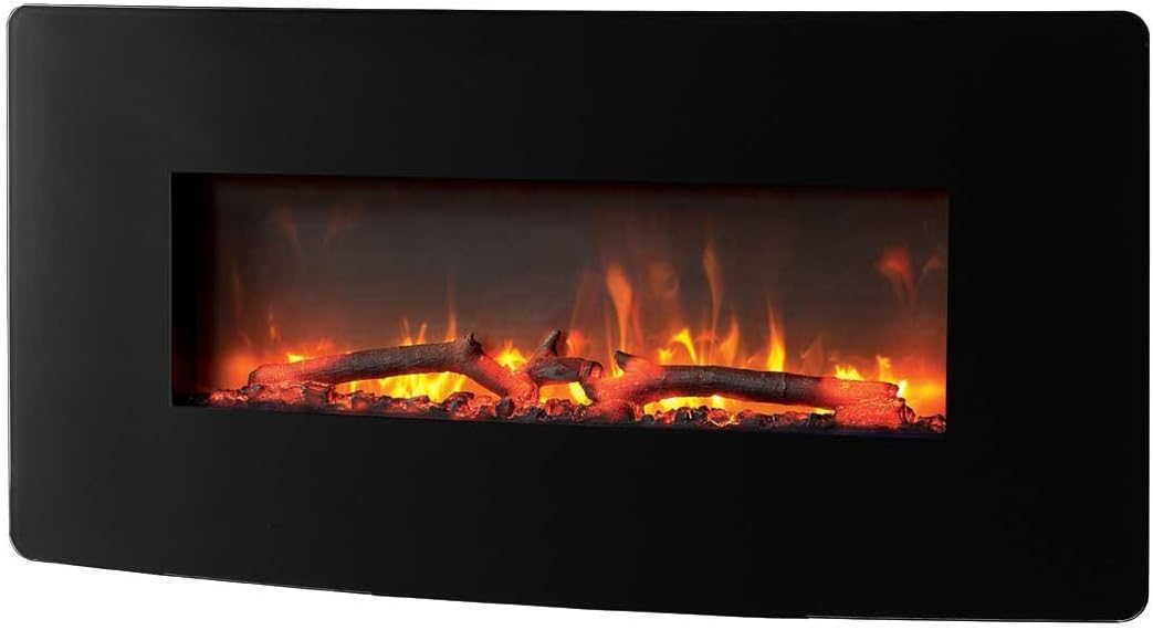 Muskoka 36" Curved Wall Mount Electric Fireplace Heater w/ LED Flame
