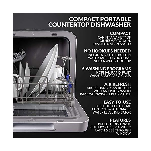 Farberware FDW05ASBWHA Complete Portable Countertop Dishwasher with 5
