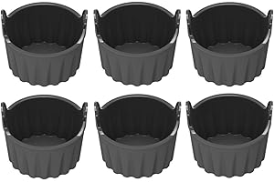 6 Ramekins for Air Fryer Cooking Silicone Muffin Cups for Egg and Dessert Recipes (Gray)