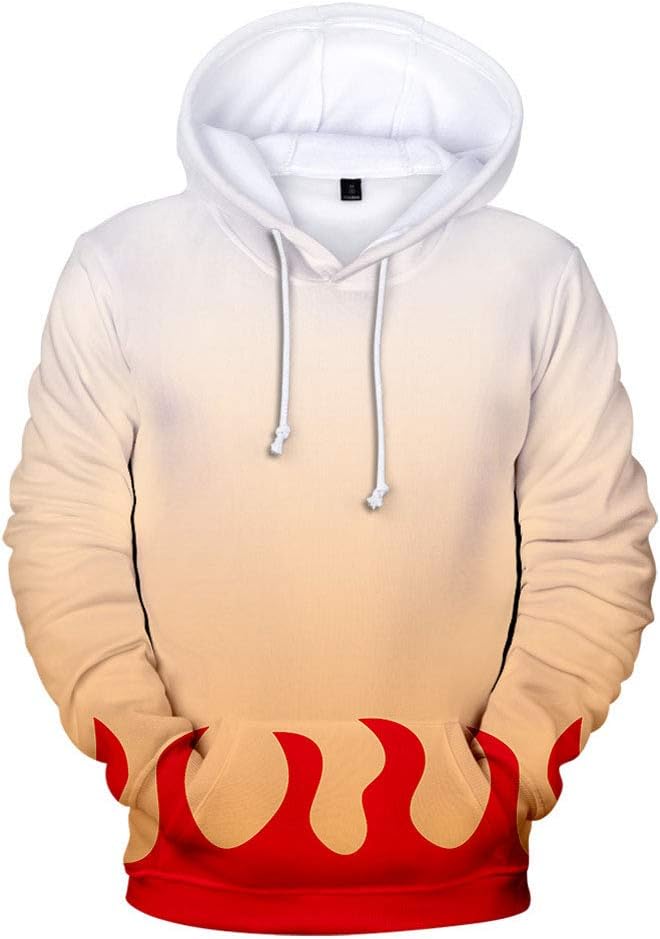 JOOJER Anime Demon Slayer Kimetsu no Yaiba Kamado Tanjirou Hoodies, Unisex Printed Cosplay Sweatshirt Costume Coat