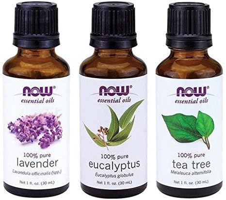 3-Pack Variety of NOW Essential Oils: Tea Tree, Eucalyptus, Lavender by Now Foods