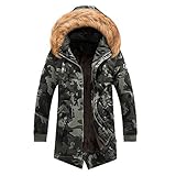 Tootu Men Winter Camouflage Trench Buttons Zipper