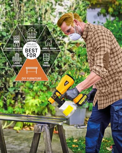Taingwei Cordless Painting Spray Gun for Dewalt 20v 60v Battery (Tool Only), 200W HVLP Brushless Sprayer for Cabinets Cars Walls - Furniture Coating, Wood Stain Application, No Paint Included