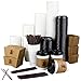 100 Pack - 12 Oz Disposable Coffee Cups with Lids, Sleeves & Stirrer Great for Hot Beverages in Home, Office, Coffee Shop, School, Family Reunions Complete Set, Snap fit Lids & No Leaks