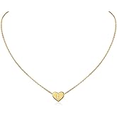 MOMOL Initial Heart Necklace 18K Gold Plated Stainless Steel Small Dainty Heart Pendant Necklace Personalized Name Necklace Tiny Letter Charm Necklace for Women