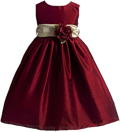 flower girl dress with red sash