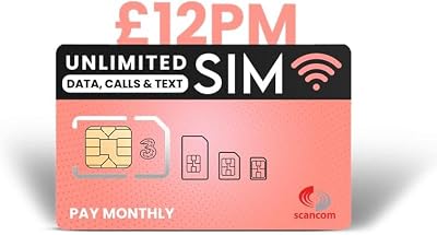 Scancom 3 Unlimited Calls Texts Data SIM Monthly Contract £12/mo 24mo Port
