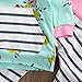 Baby Girl 2pcs Set Outfit Flower Print Hooded with Pocket Top+Striped Long Pants (0-6M, Green)