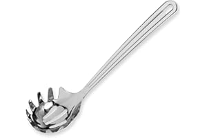 New Upgraded 12 inch Stainless Steel Spaghetti Server Spoon with Teeth - Pasta Fork Pasta Server Noodle Spoon Heavy Duty Cook