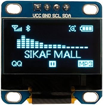 SIKAF MALL 0.96'' inch Blue I2C IIC Serial 128X64 OLED LCD Display Module with 4 Pin for Arduino