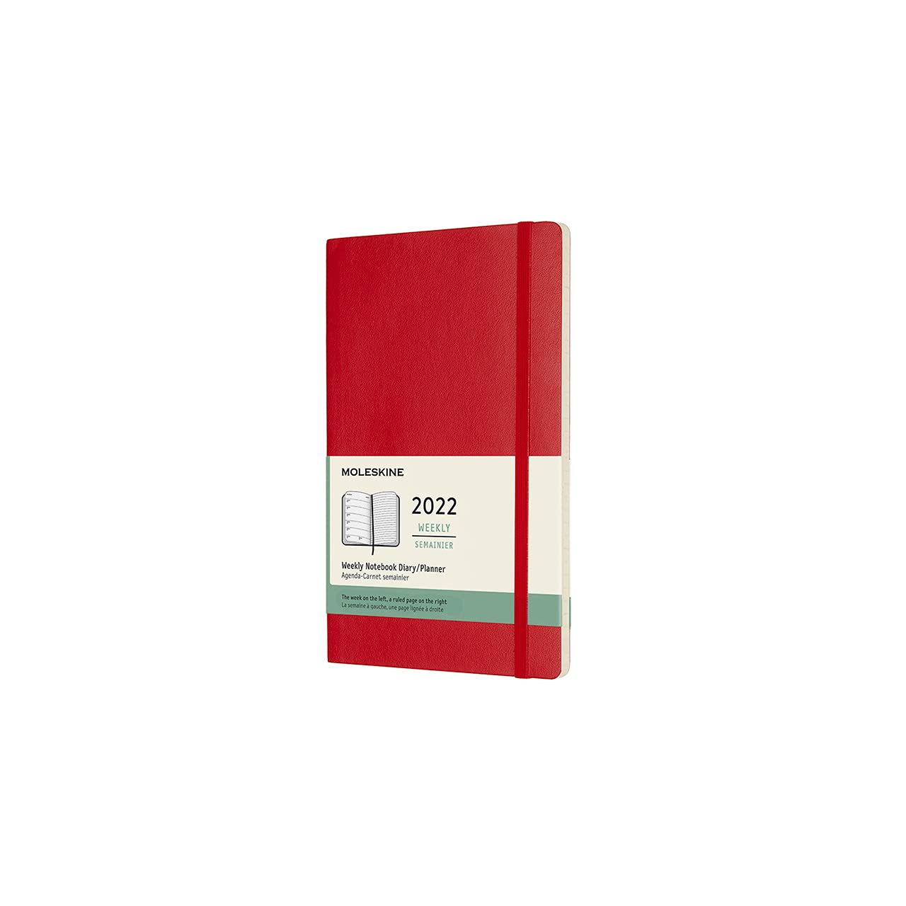 Moleskine Weekly Planner 2022, 12-Month Weekly Diary, Weekly Planner and Notebook, Soft Cover, Large Size 13 x 21 cm, Colour Scarlet Red, 144 Pages