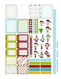Monthly Planner Stickers Ice Blue Aqua Green Red Christmas Sampler Planner Labels Fits Erin Condren Life Planner