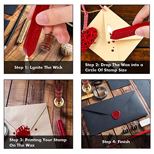 image for Sealing Wax, Anezus 12 Pcs Wax Seal Sticks with A Wax Stamp for Wax Se