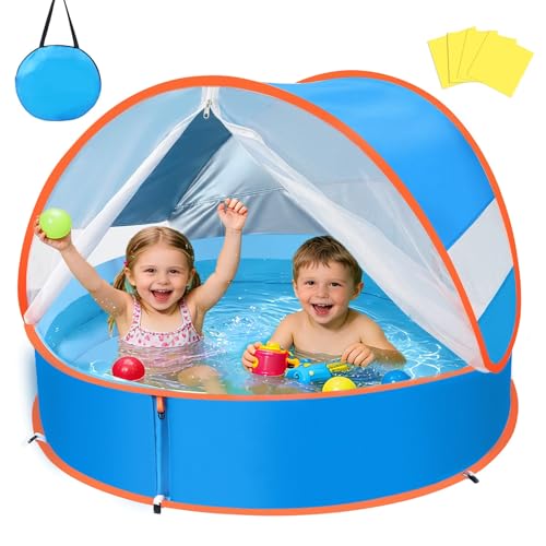 YOOHBERRYS 4-in-1 Pop Up Baby Paddling Pool, Beach Shelter Baby with UV Protection SPF 50+, Beach Tent Babies with Mosquito Net, Portable Play Tent, Ball Pit for Picnic, Garden, Beach