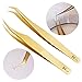 2 Pieces Dolphin-shaped and Curved Tip Tweezers Nipper for Eyelash Extensions, Stainless Steel Tweezers Precision Set Professional Tweezer for False Lash, for Single Lash and 3D-6D Volume Lashes