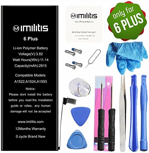 IMILITIS Battery for iPhone 6 Plus 3.82v 1624 mAh Li-ion Polymer Mobile Phone Battery with All Repair Replacement Kit Tools Adhesive Strips and Instructions (12-Month Warranty)